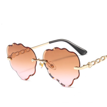 QSKY Rimless Sunglasses Women Brand Designer Sun Glasses Gradient Shades Cutting Lens Ladies Frameless Metal Eyeglasses UV400